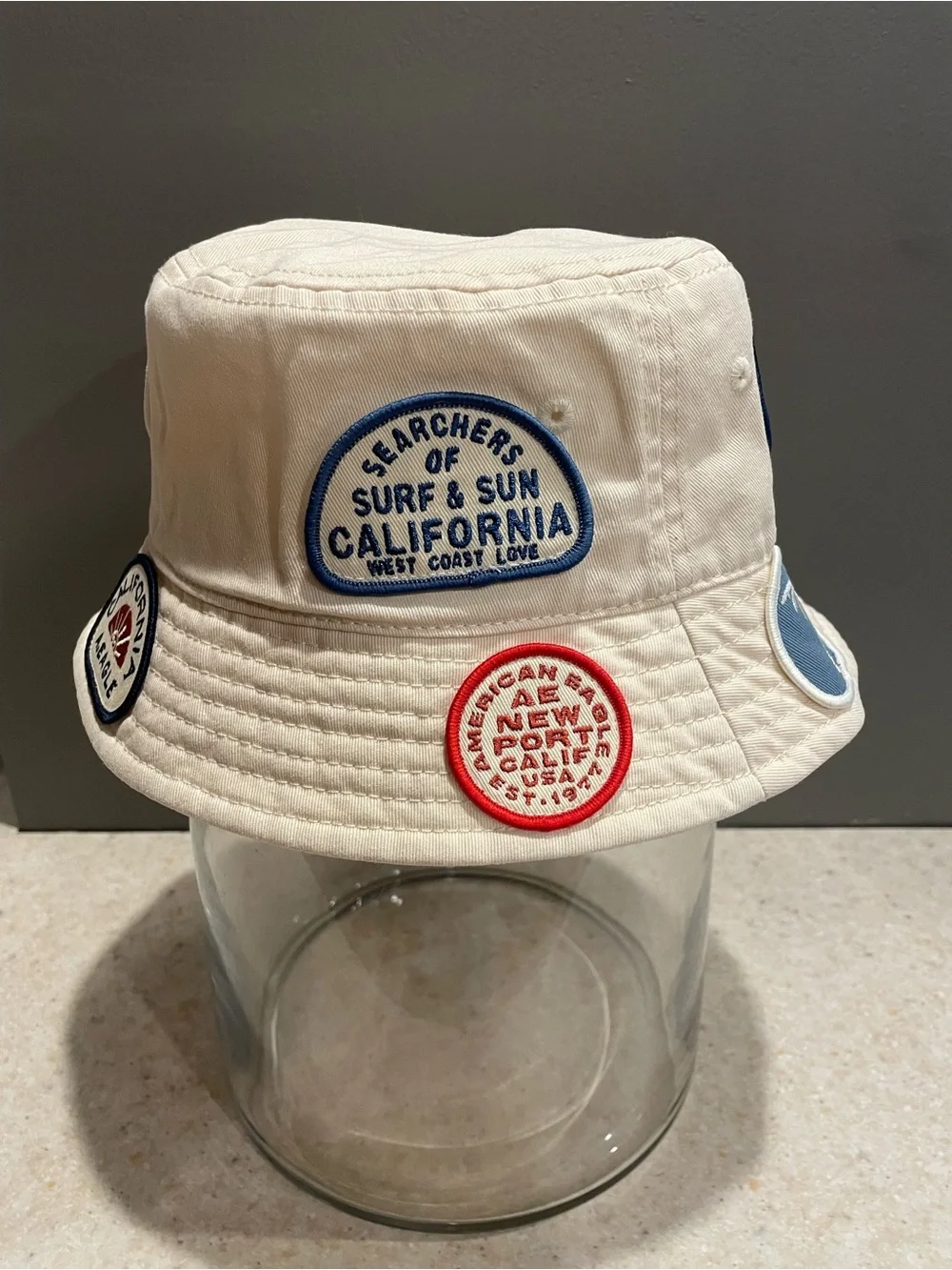 AMERICAN EAGLE Patched Bucket Hat Beach Resort Vacation Coastal Unisex S/M